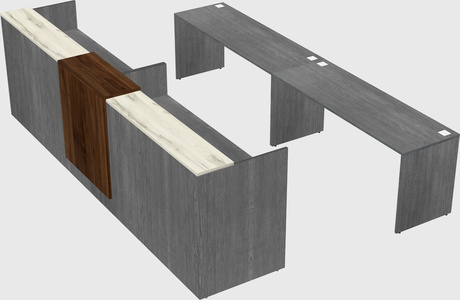 Shared u-shaped reception desks