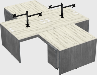 Quad l-shaped office desks