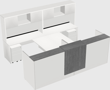 Shared u-shaped reception desks