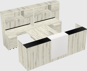 Shared u-shaped reception desks