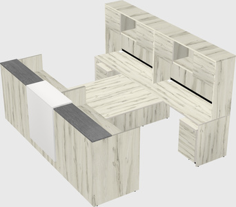 Shared u-shaped reception desks