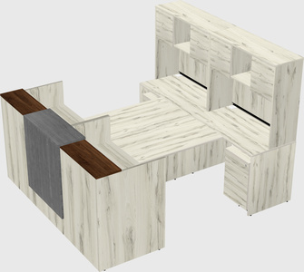 Shared u-shaped reception desks