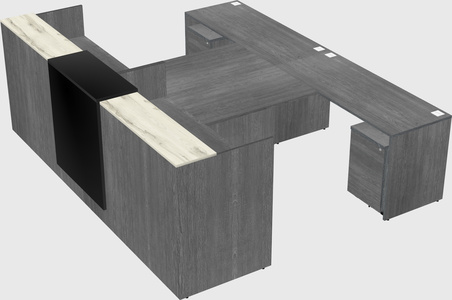 Shared u-shaped reception desks