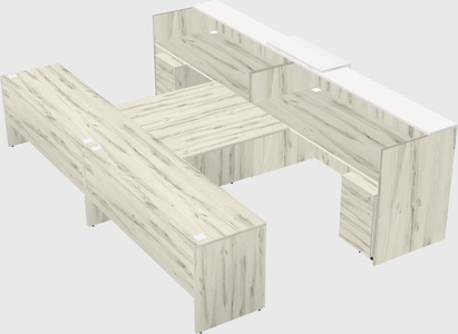 Shared u-shaped reception desks