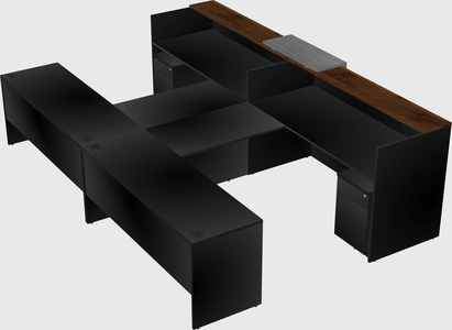 Shared u-shaped reception desks