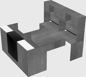 Shared u-shaped reception desks