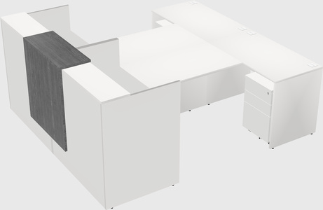 Shared u-shaped reception desks