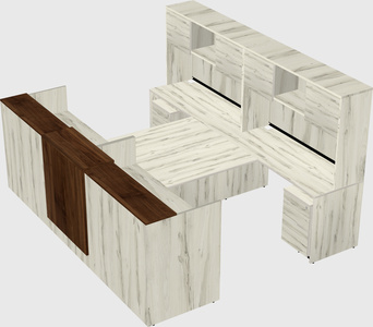 Shared u-shaped reception desks