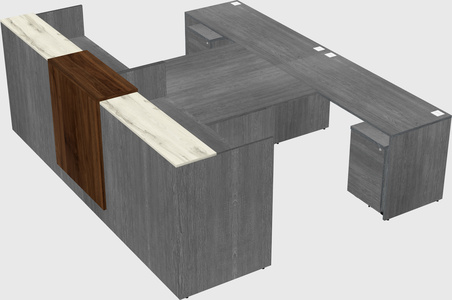 Shared u-shaped reception desks