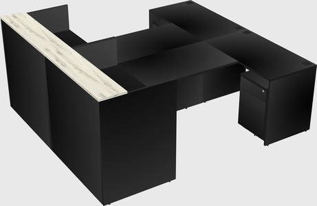 Shared u-shaped reception desks