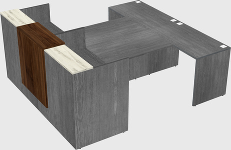 Shared u-shaped reception desks