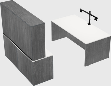Parallel desk with credenza