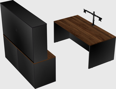Parallel desk with credenza