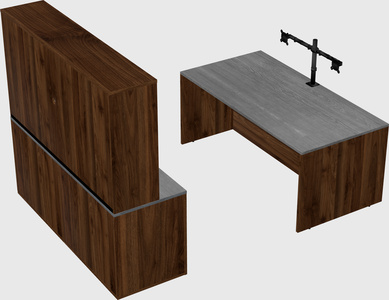 Parallel desk with credenza