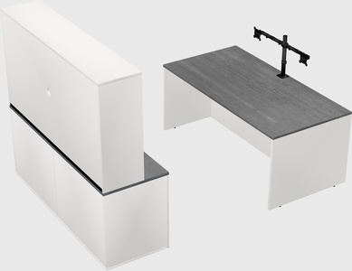 Parallel desk with credenza