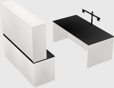 Parallel desk with credenza