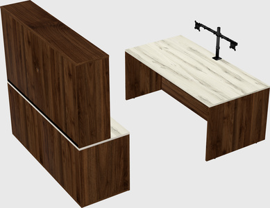 Parallel desk with credenza