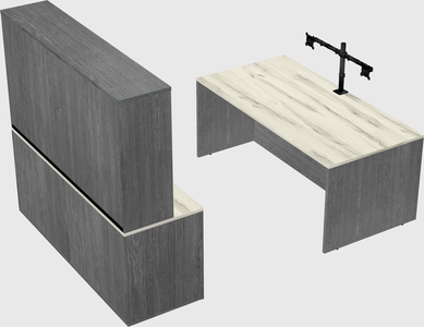 Parallel desk with credenza