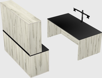 Parallel desk with credenza