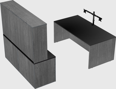 Parallel desk with credenza