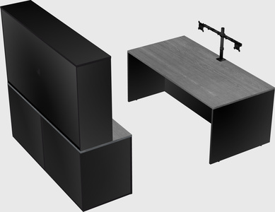 Parallel desk with credenza