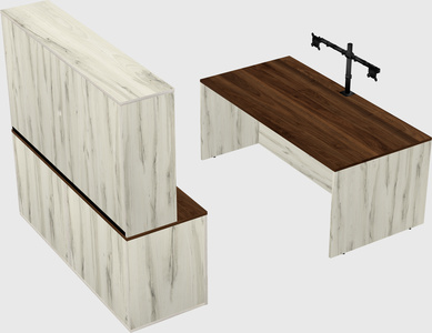 Parallel desk with credenza