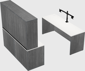 Parallel desk with credenza