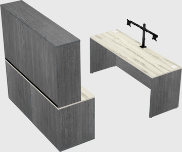 Parallel desk with credenza