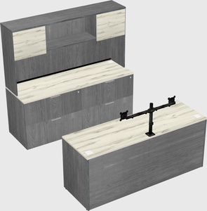 Parallel desk with credenza
