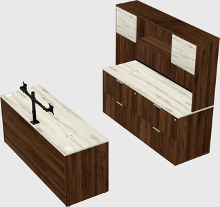 Parallel desk with credenza