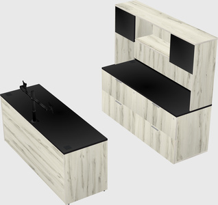 Parallel desk with credenza