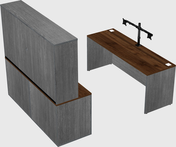 Parallel desk with credenza