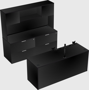 Parallel desk with credenza