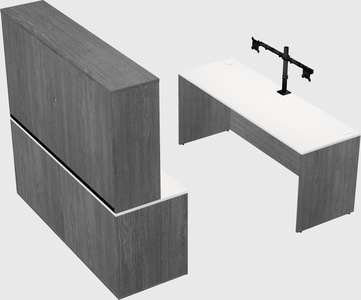 Parallel desk with credenza