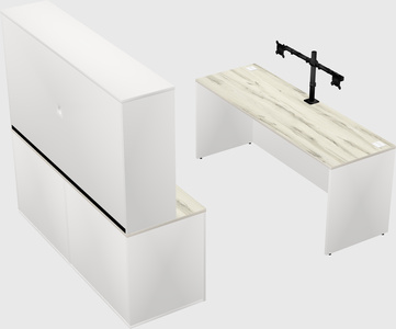 Parallel desk with credenza