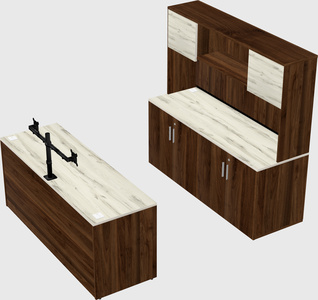 Parallel desk with credenza