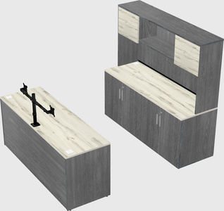 Parallel desk with credenza