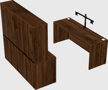 Parallel desk with credenza