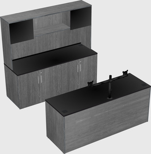 Parallel desk with credenza