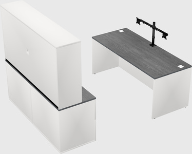 Parallel desk with credenza