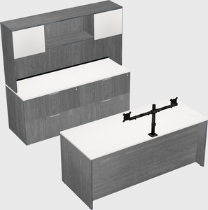 Parallel desk with credenza