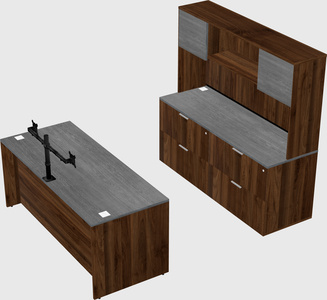 Parallel desk with credenza