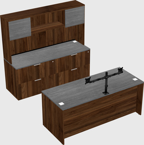 Parallel desk with credenza