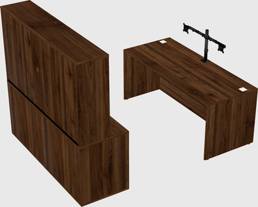 Parallel desk with credenza