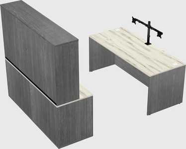 Parallel desk with credenza