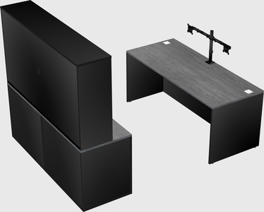Parallel desk with credenza