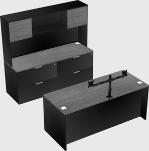 Parallel desk with credenza