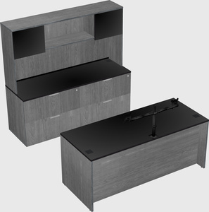 Parallel desk with credenza
