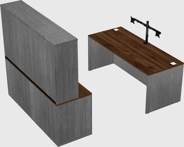 Parallel desk with credenza