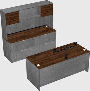 Parallel desk with credenza